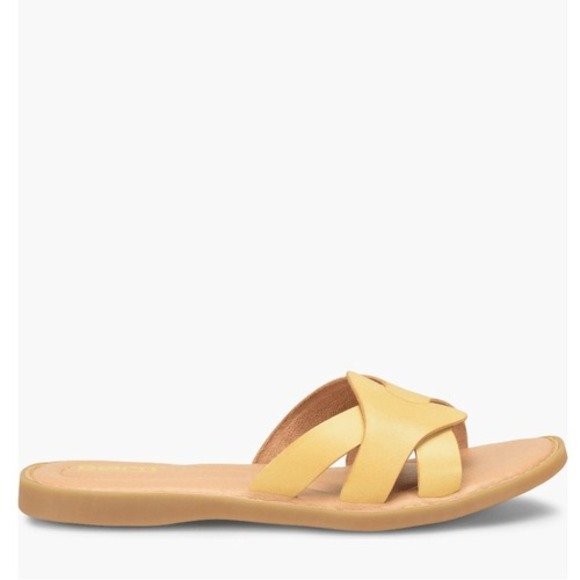 Born Isabella Slide Leather Sandal, Cushioned Comfort Shoe, Size 10, Yellow, NWT - Picture 3 of 15
